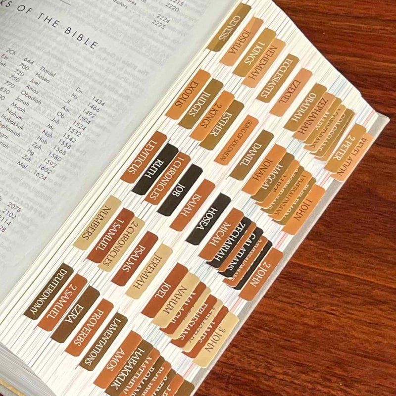 thinkor Reposition Laminated Bible Tabs, Large Print Stickers, Easy to Read & Apply Bible Tabs for Women & Man (Autumn Wood) - Image 4
